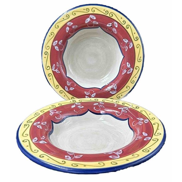 Pier 1 Vallarta Earthenware Pasta Soup Bowls Set of 2 Bowls 10.75 In Diameter - Picture 1 of 10